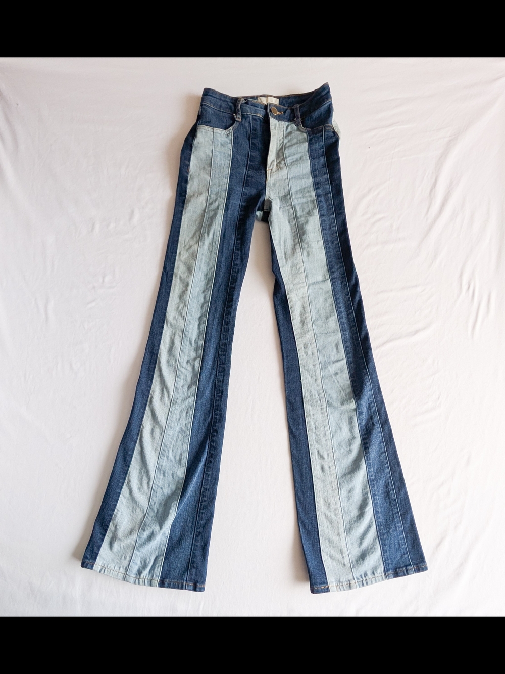 Altar'd State Striped Quilt Patch Bohemian Festival Flare Jeans Junior Size 24